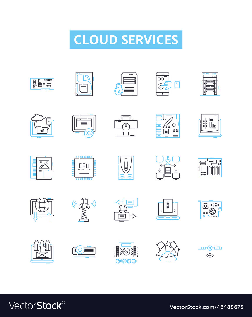 Cloud services line icons set