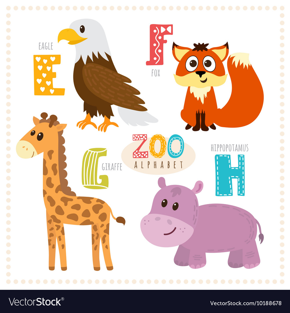 Cute cartoon animals Zoo alphabet with funny Vector Image