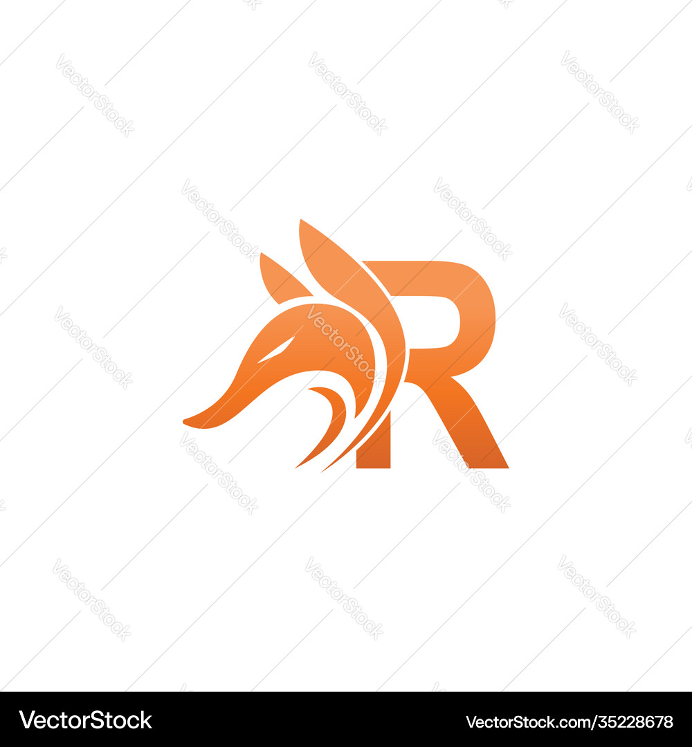 Fox head icon combination with letter r logo Vector Image