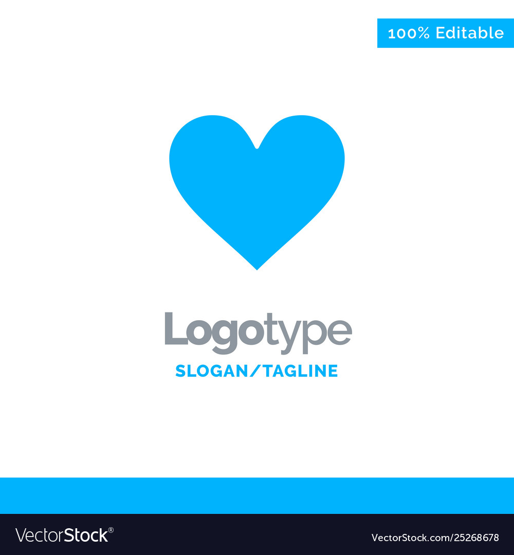 Heart love like twitter blue solid logo template