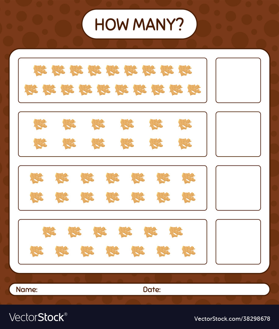 How many counting game with ginger worksheet