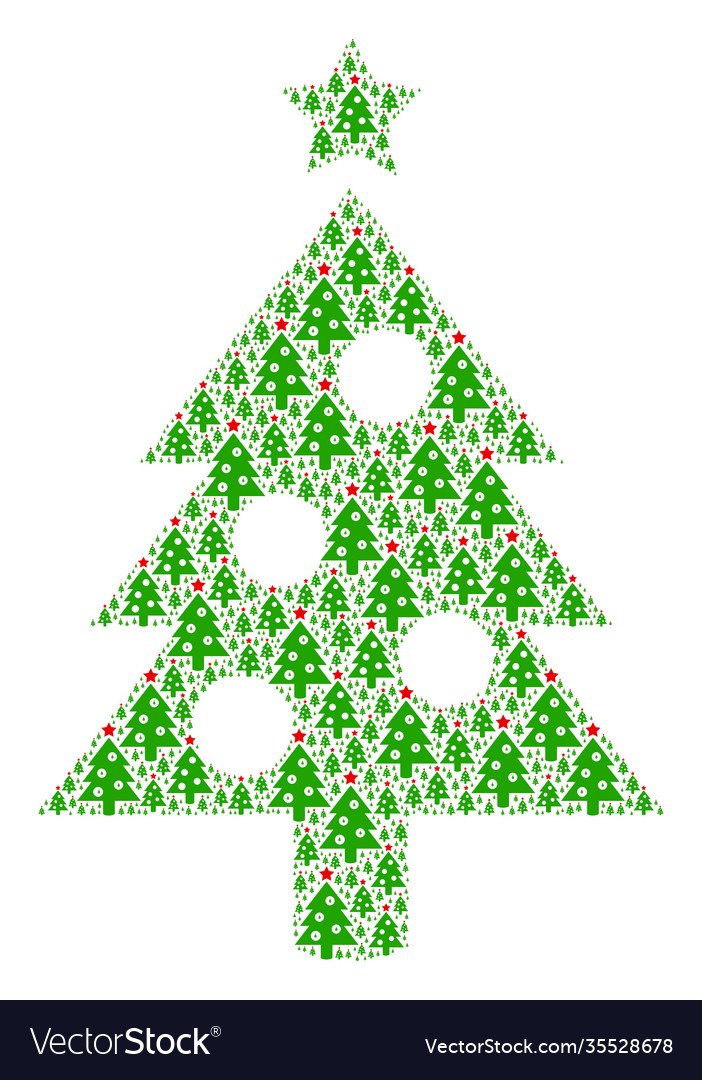 New year tree icon recursion mosaic vector image New year tree icon recursion mosaic