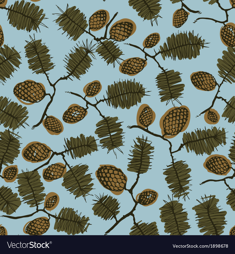 Pattern with fir cone and twig