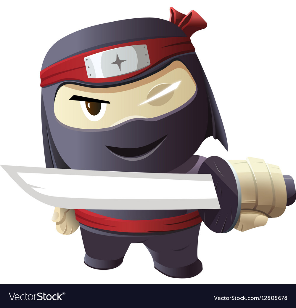 Serious ninja with sword Royalty Free Vector Image