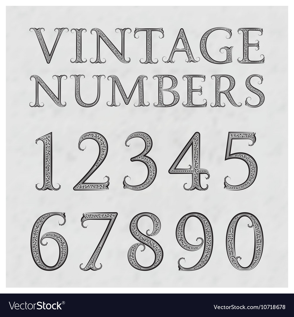 Vintage patterned numbers in floral