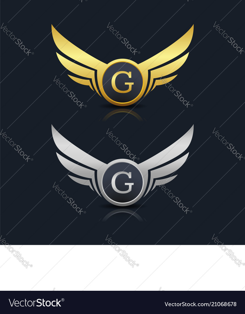 Wings shield letter g logo template Royalty Free Vector