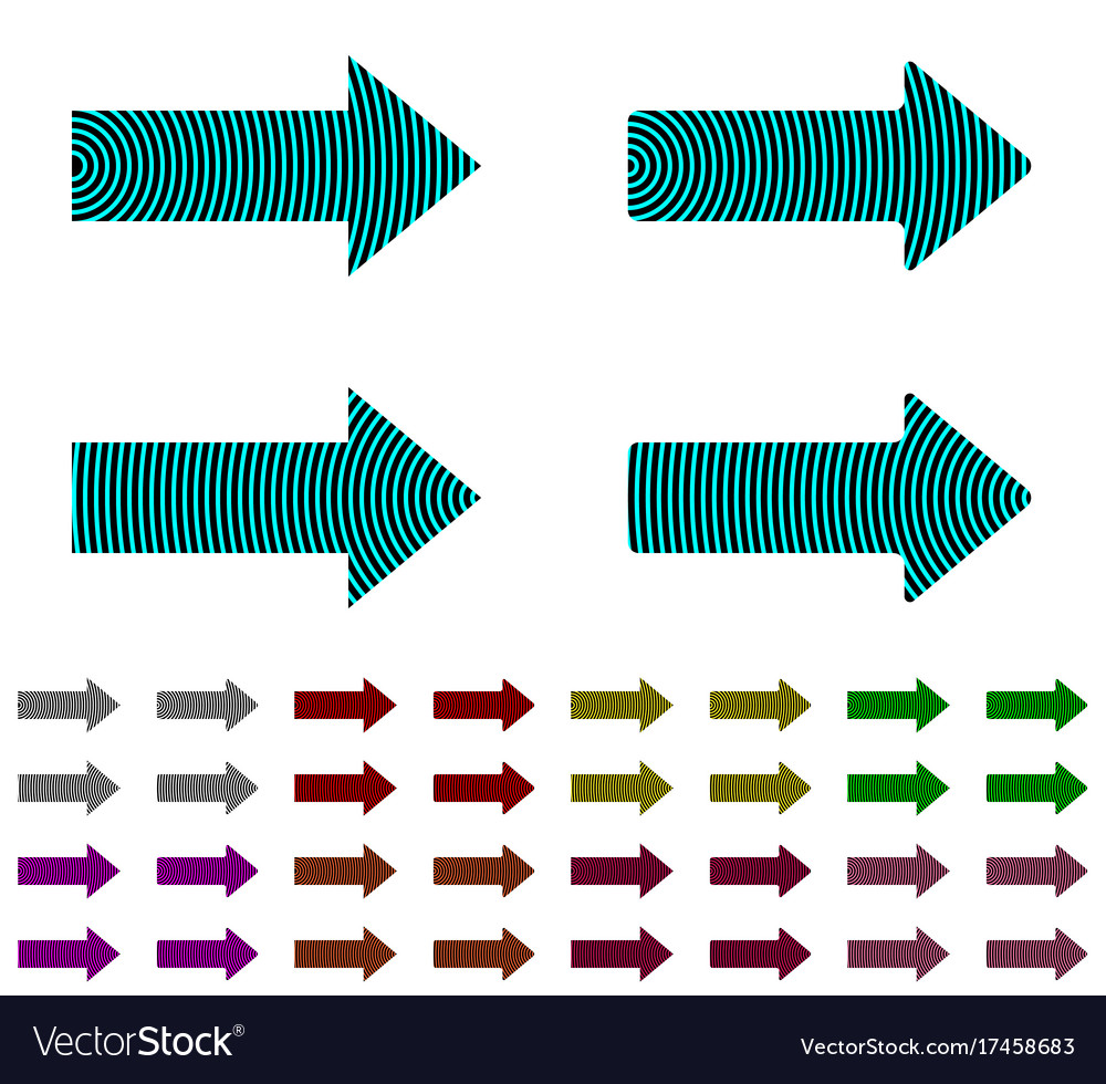 Arrow with sharp or rounded angles and stripes