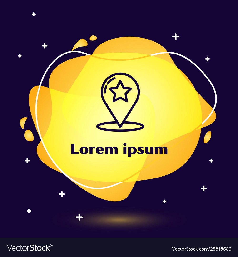 Black line map pointer with star icon isolated vector image Black line map pointer with star icon isolated