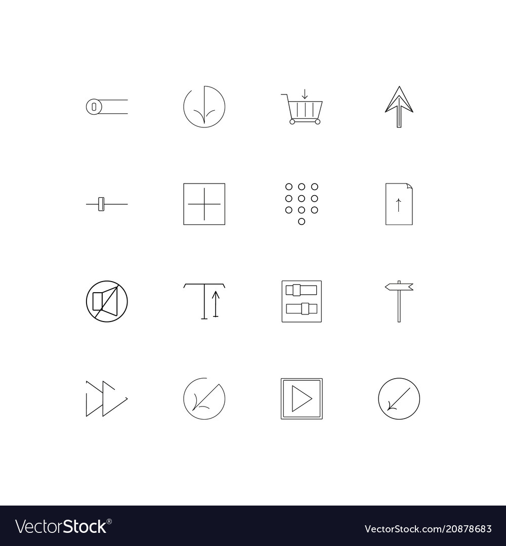 Buttons linear thin icons set outlined simple