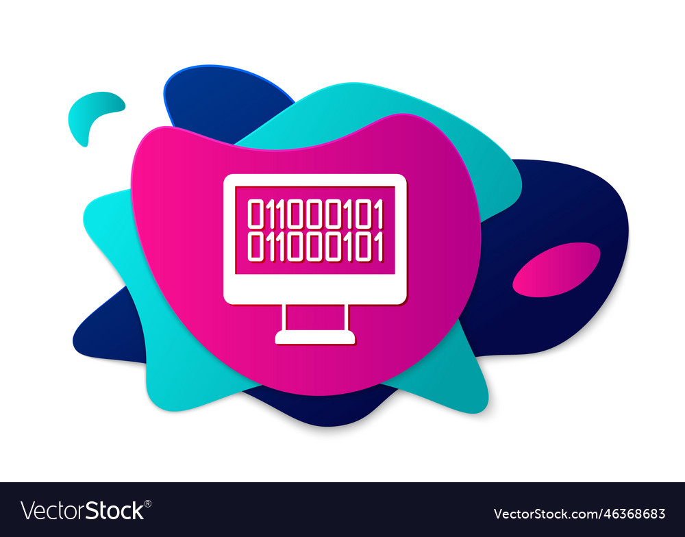 Color binary code icon isolated on white vector image Color binary code icon isolated on white