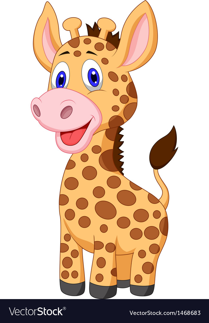 Cute baby giraffe cartoon Royalty Free Vector Image