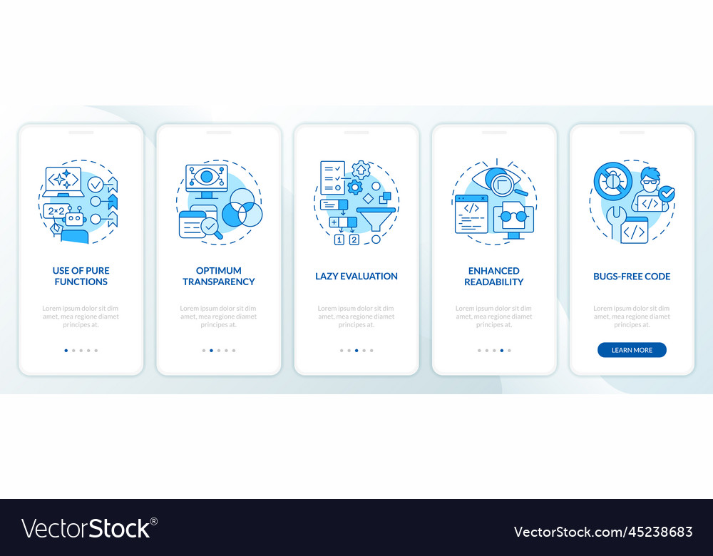 Functional programming advantages blue onboarding vector image Functional programming advantages blue onboarding