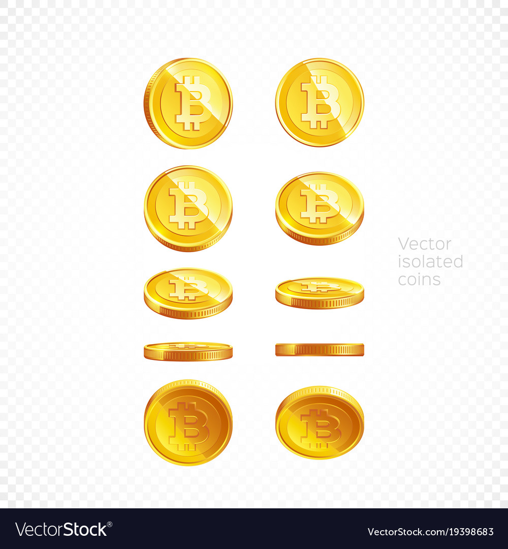 Gold Bitcoin Coins Set