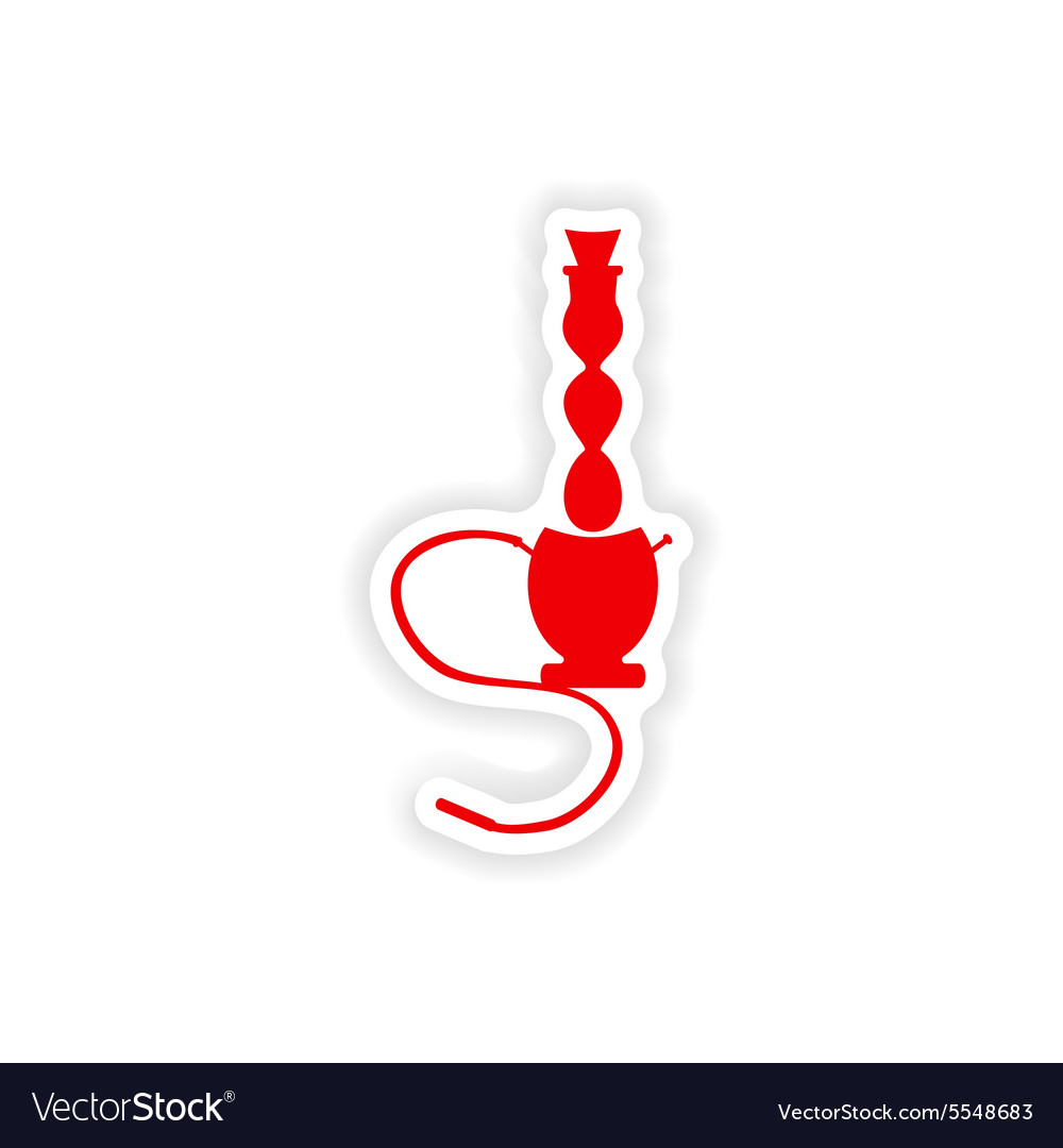 Icon sticker realistic design on paper hookah