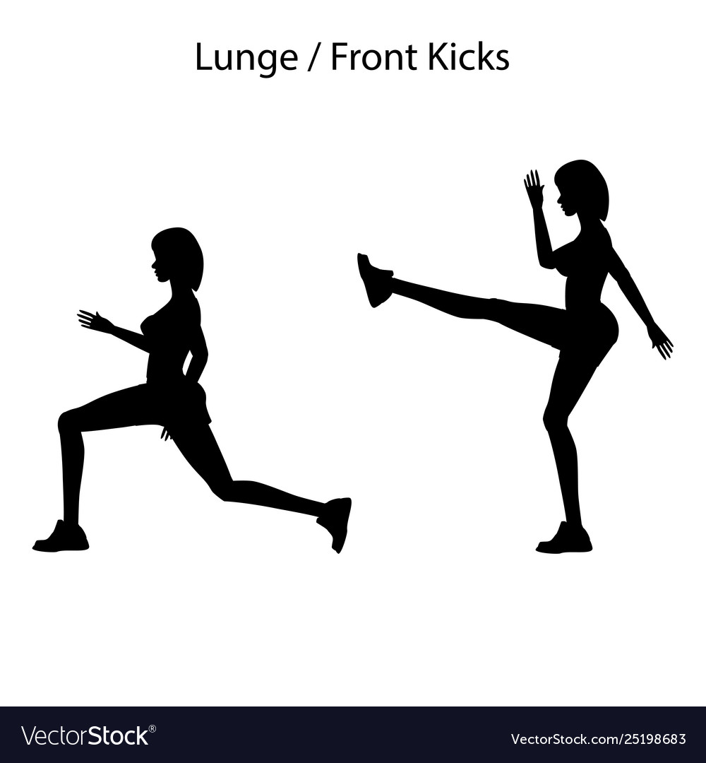 Lunge front kicks exercise silhouette