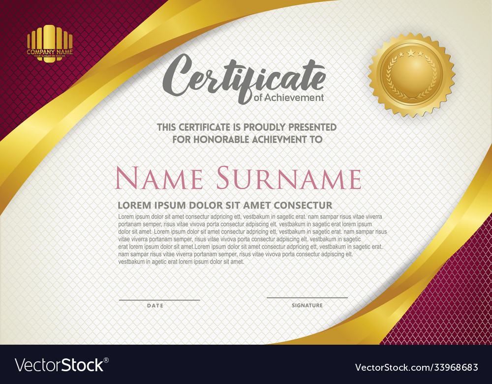 Luxury horizontal certificate template Royalty Free Vector