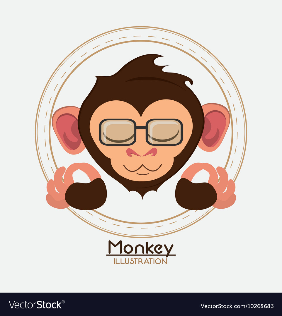 Monkey face glasses cartoon animal design