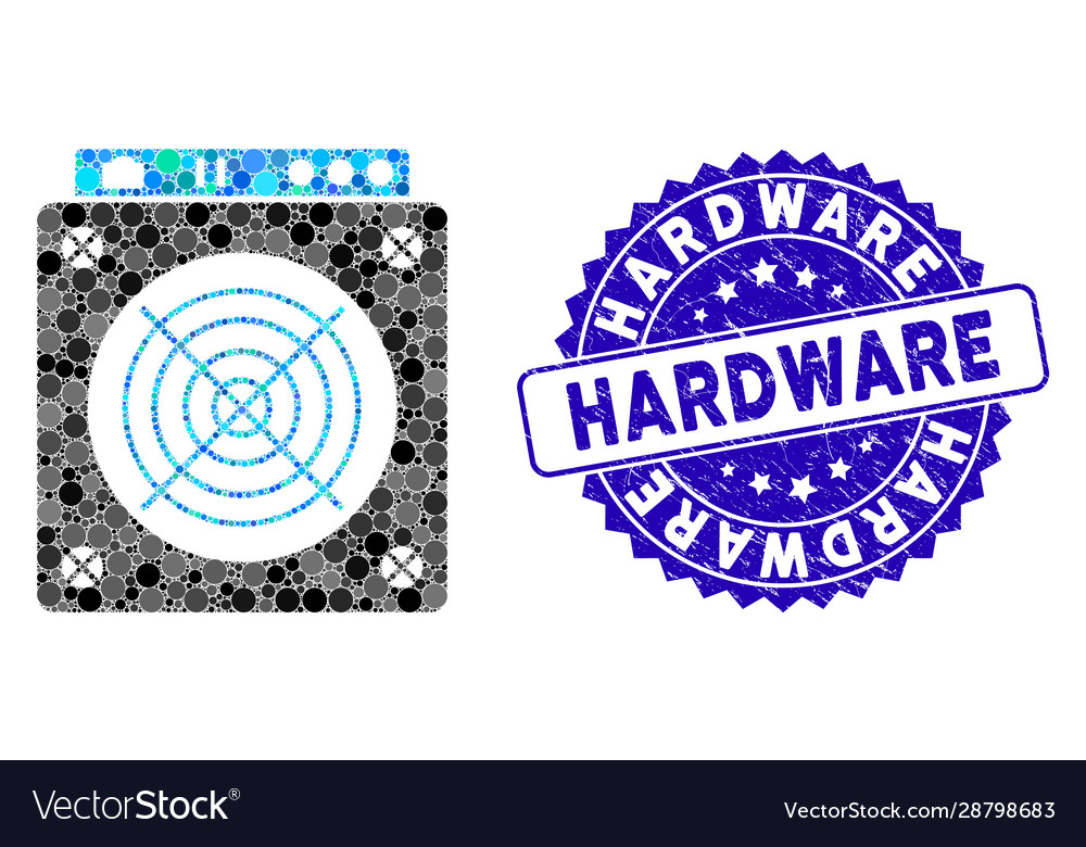 Mosaic mining asic hardware icon with distress vector image Mosaic mining asic hardware icon with distress