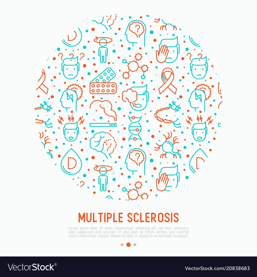 Multiple sclerosis concept in circle vector image Multiple sclerosis concept in circle