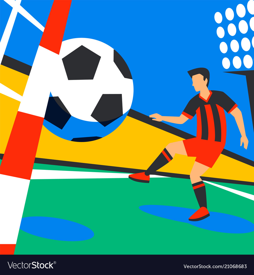 Scorer forward football player with ball Vector Image