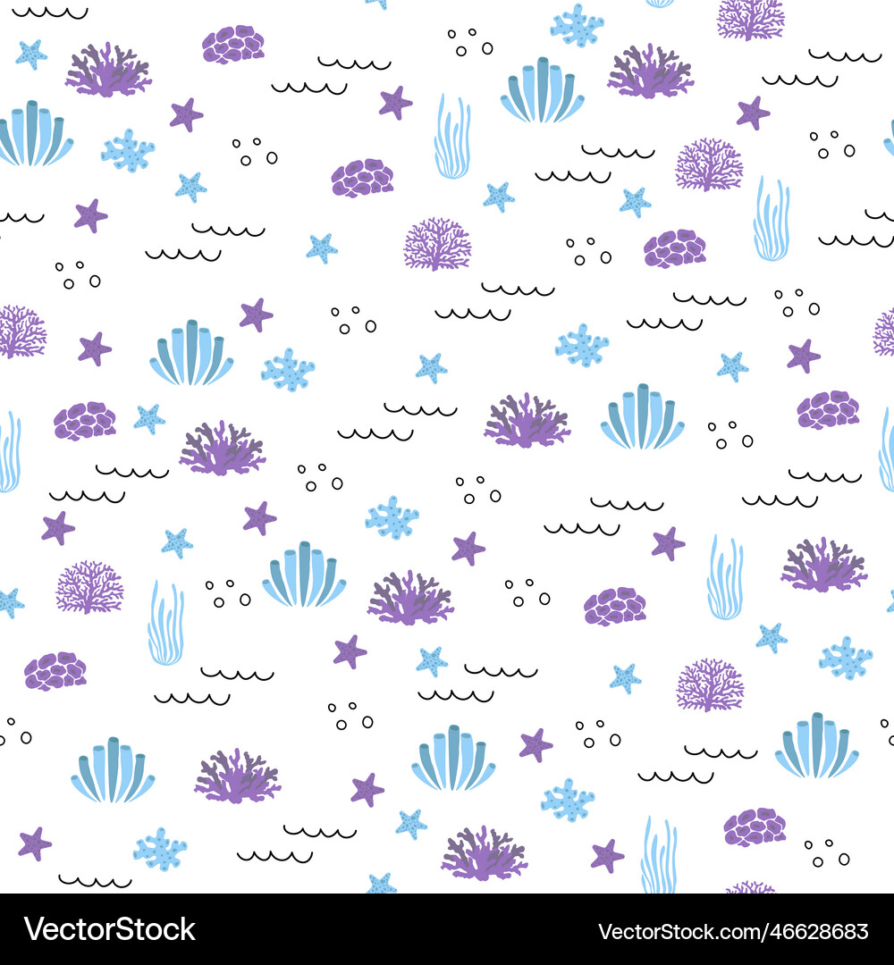 Seamless pattern with algae corals Royalty Free Vector Image