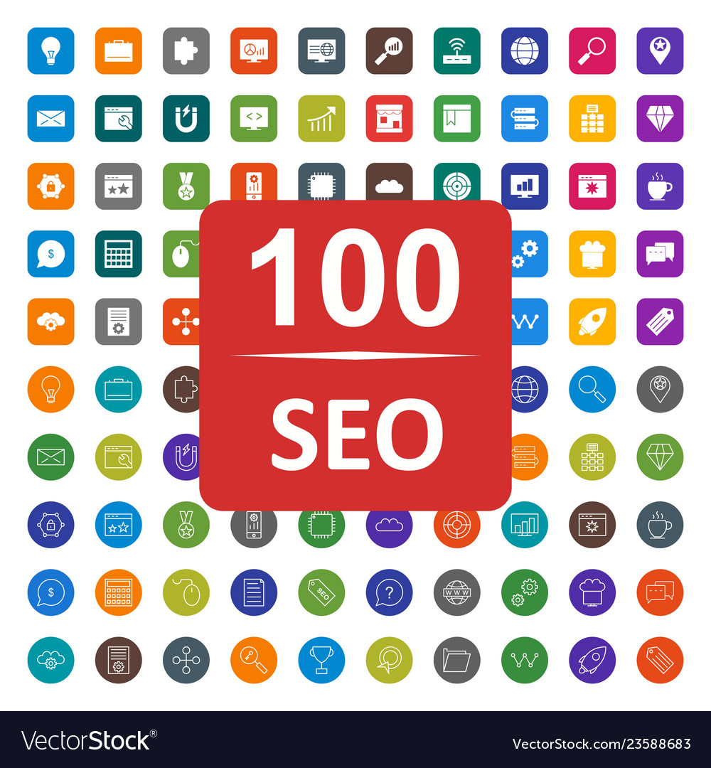 Set of seo search engine optimization icons vector image Set of seo search engine optimization icons