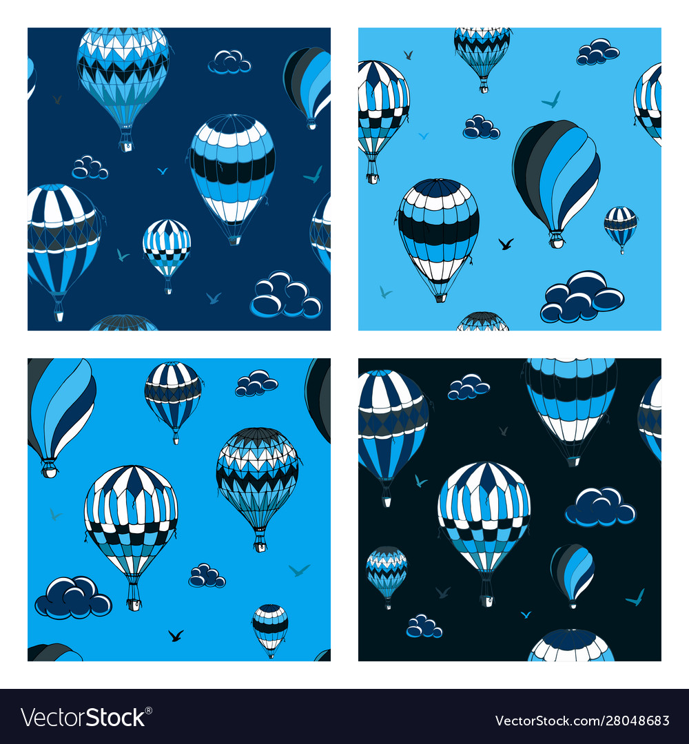 Set seamless pattern with balloons
