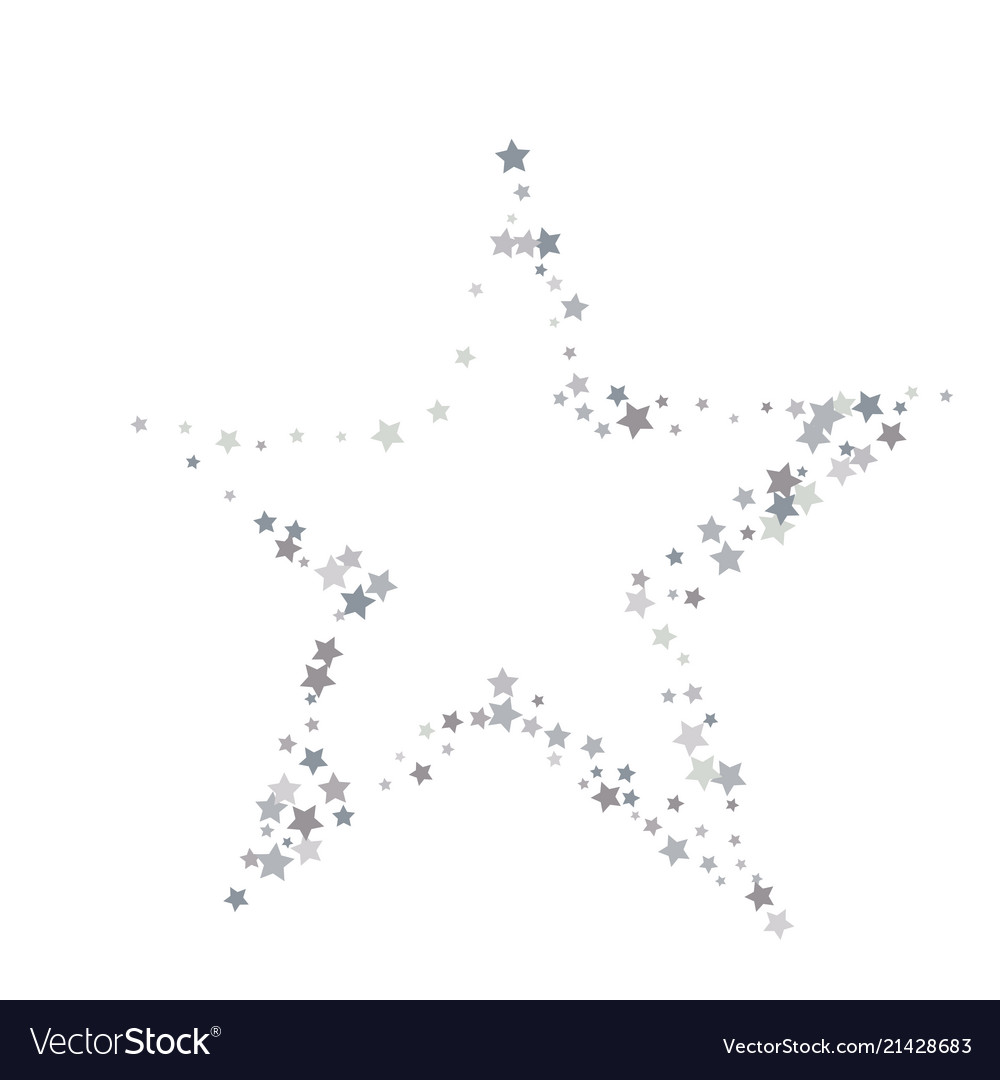 Silver shimmering stars on white background