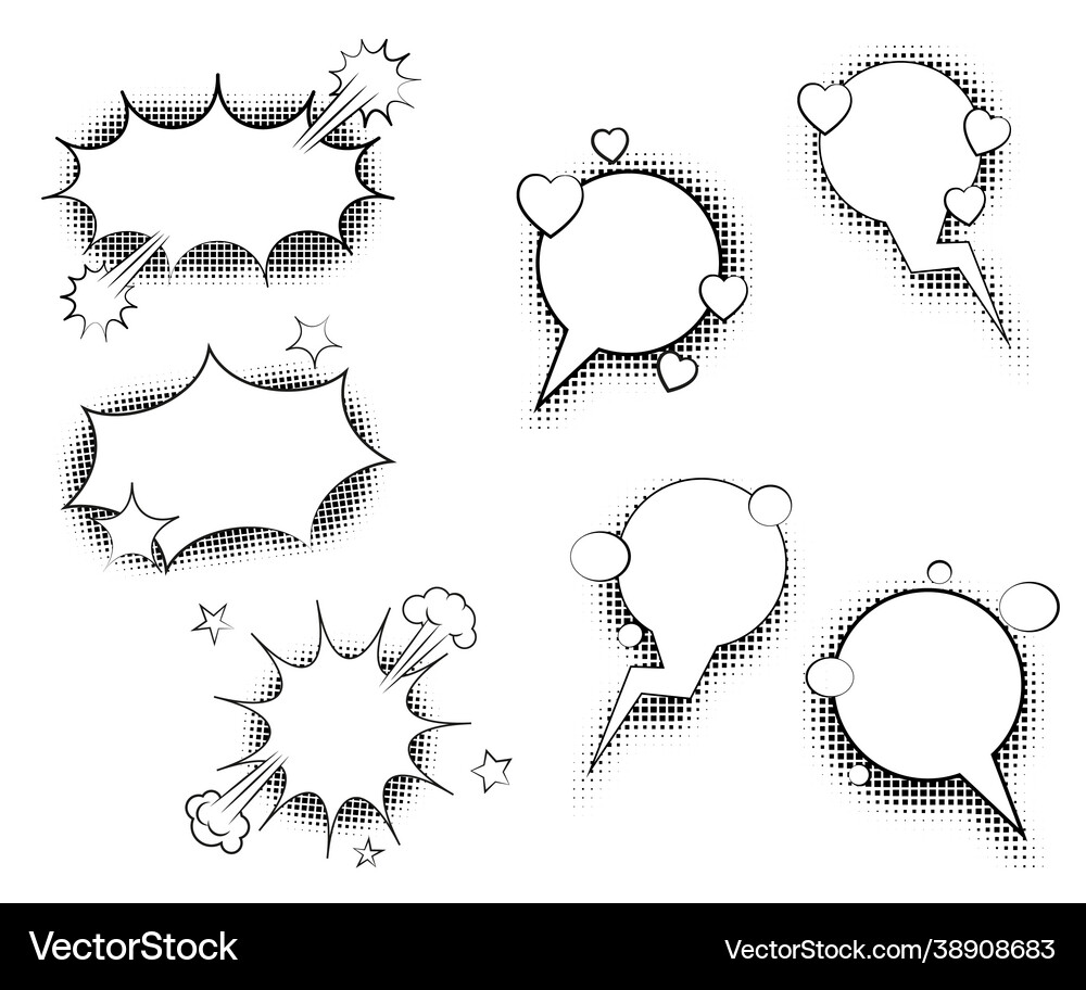 Speech bubbles with halftone shadows Royalty Free Vector
