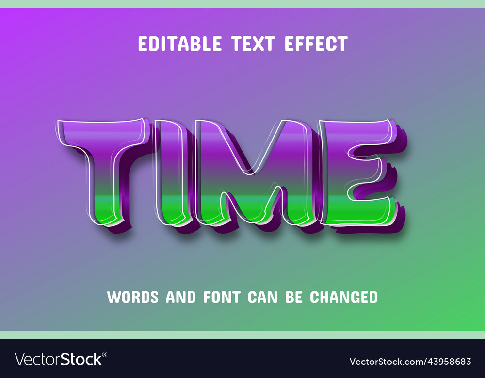 Time text - editable gradient effect vector image Time text - editable gradient effect