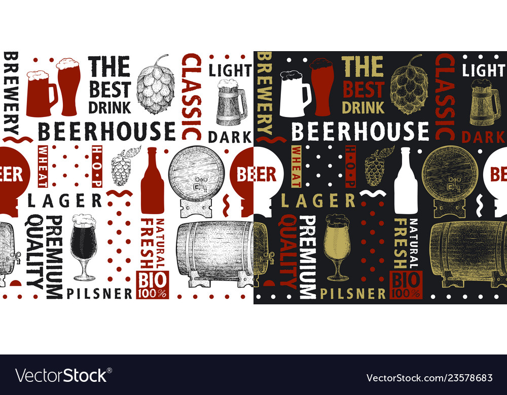 Typographic beer seamless pattern vector image Typographic beer seamless pattern
