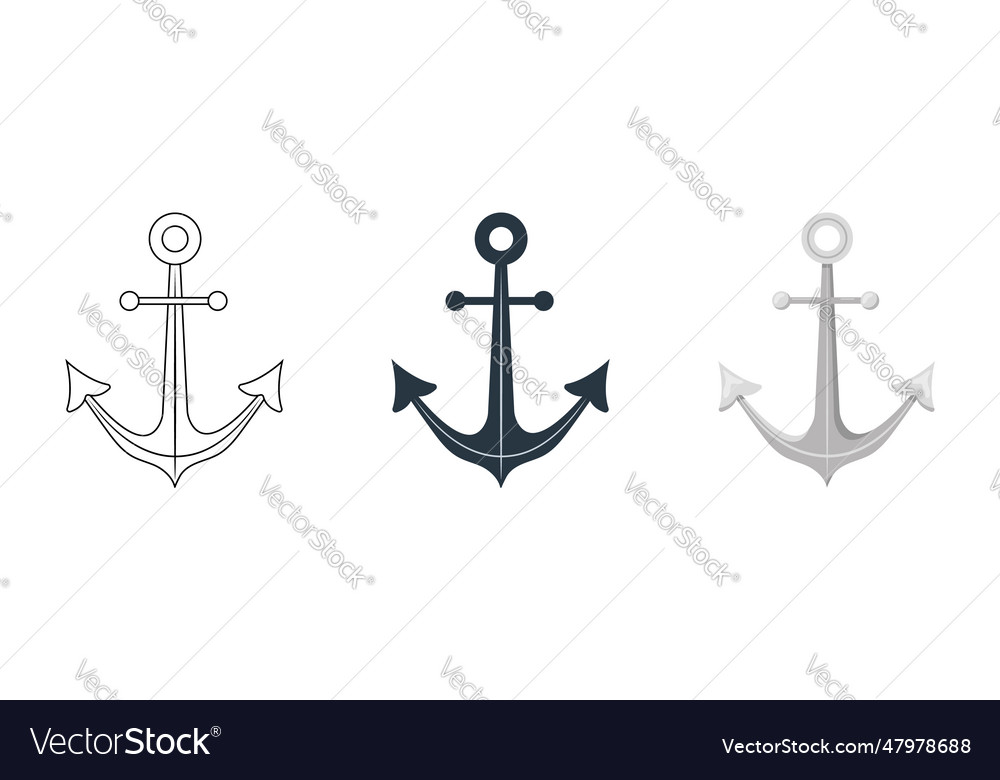 Anchor icons set marine logo nautical symbols