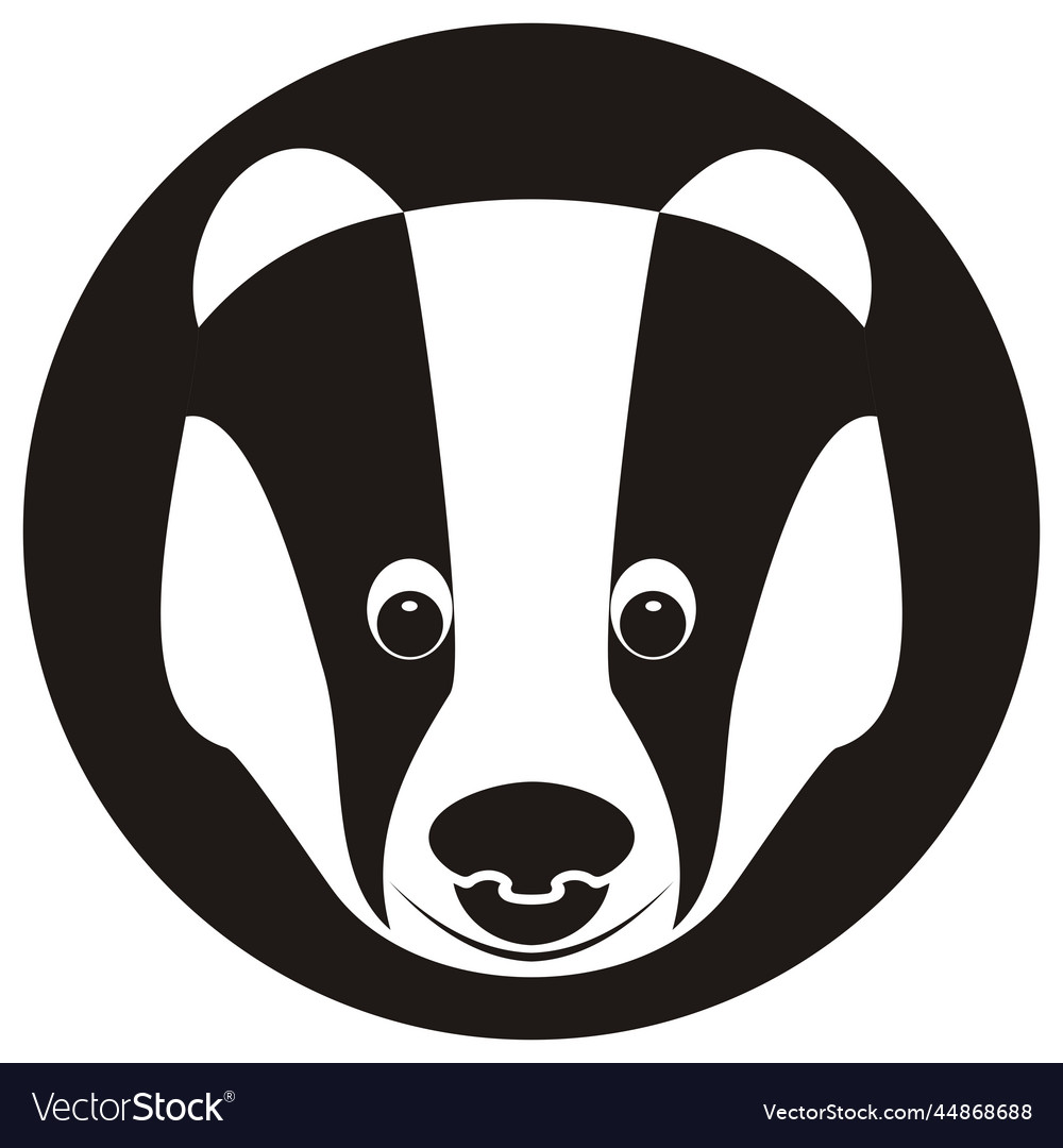 Badger head black and white Royalty Free Vector Image