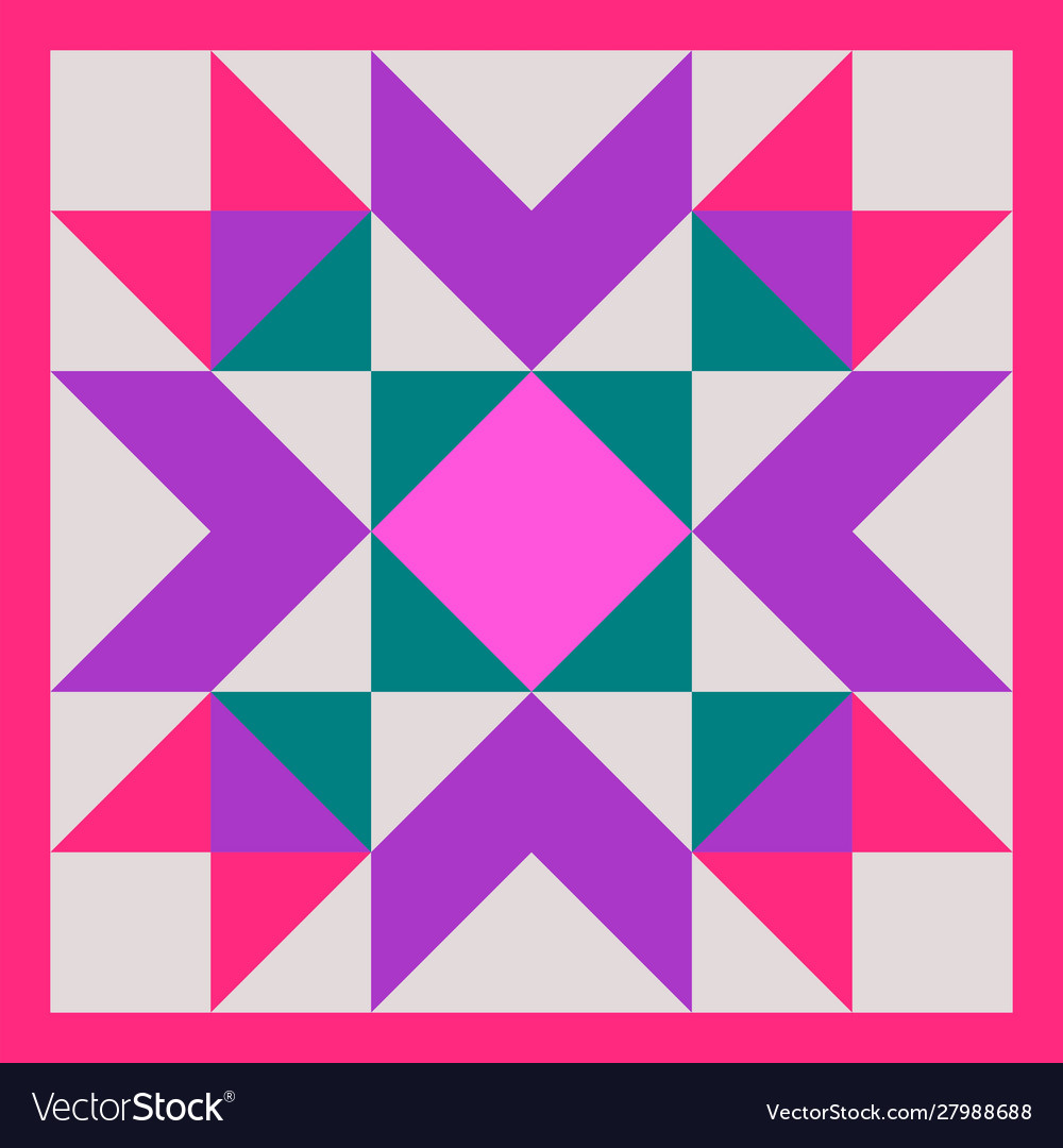 barn-quilt-pattern-amish-patchwork-design-vector-image