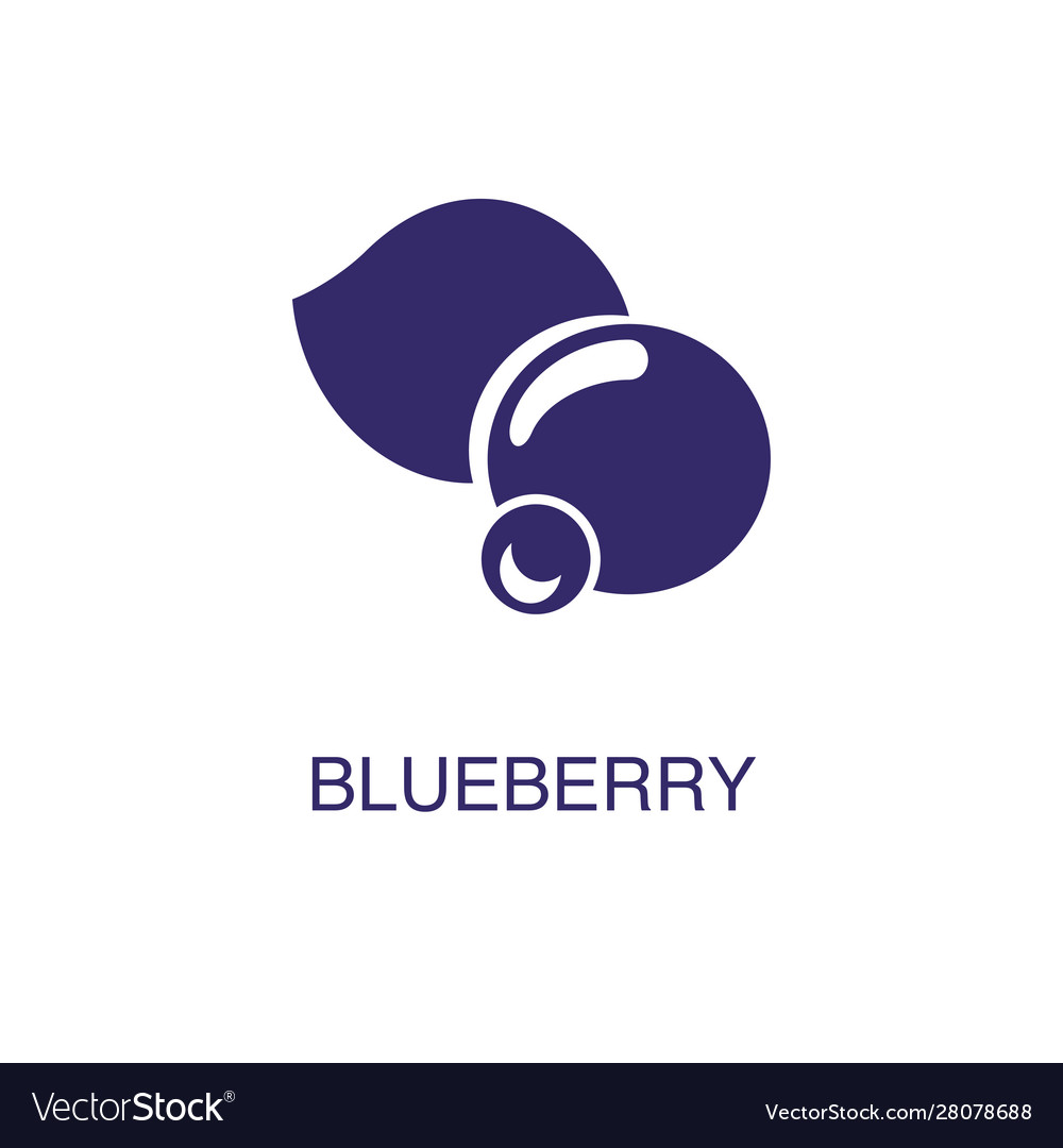 Blueberry element in flat simple style on white