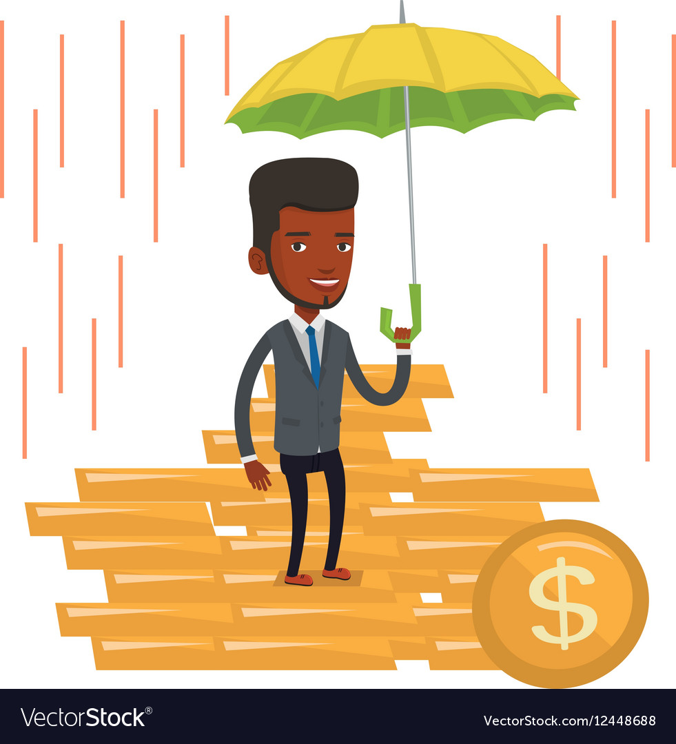 Business man insurance agent with umbrella