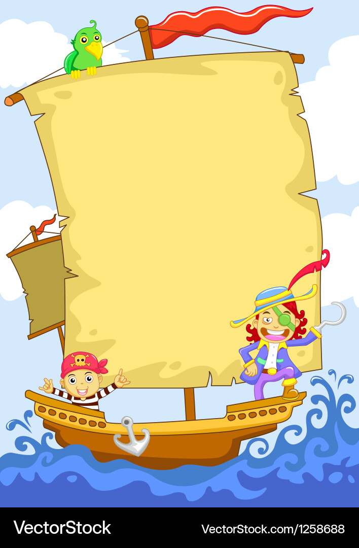 Cartoon Pirate Banner Ship Royalty Free Vector Image