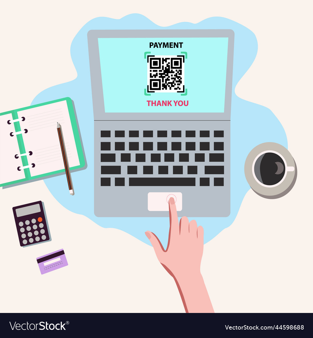Electronic payment with qr code vector image Electronic payment with qr code