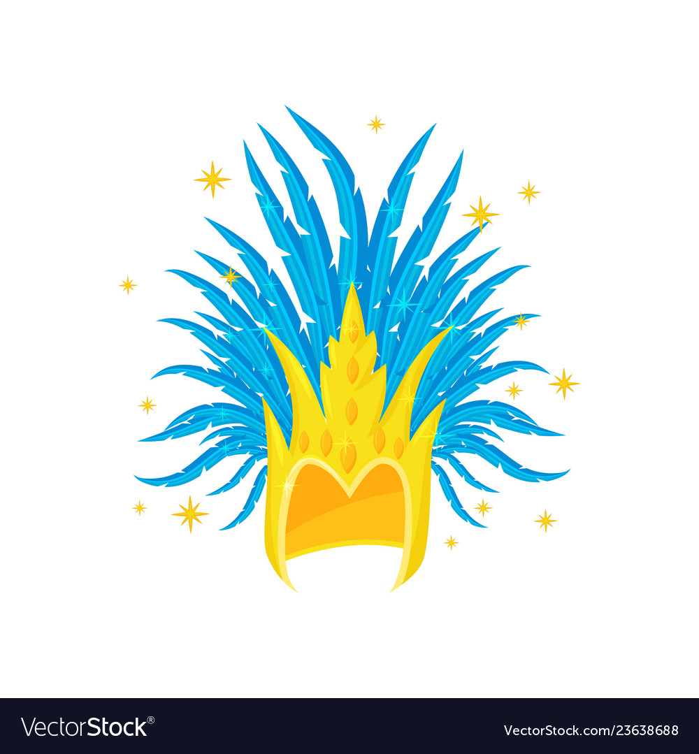 Goldener Kopfschmuck mit blauen Federn Element vector image Goldener Kopfschmuck mit blauen Federn Element