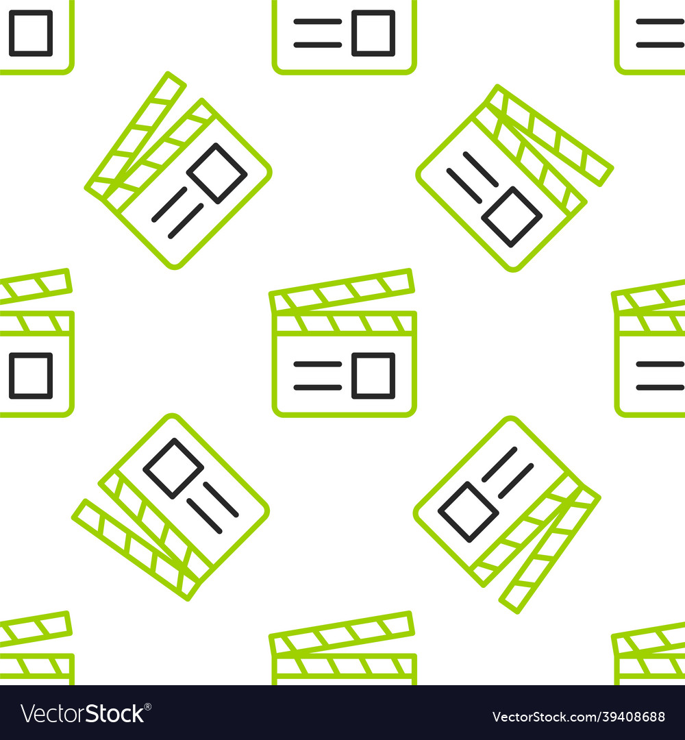 Line movie clapper icon isolated seamless pattern