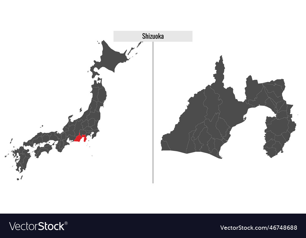 Map of shizuoka prefecture japan Royalty Free Vector Image