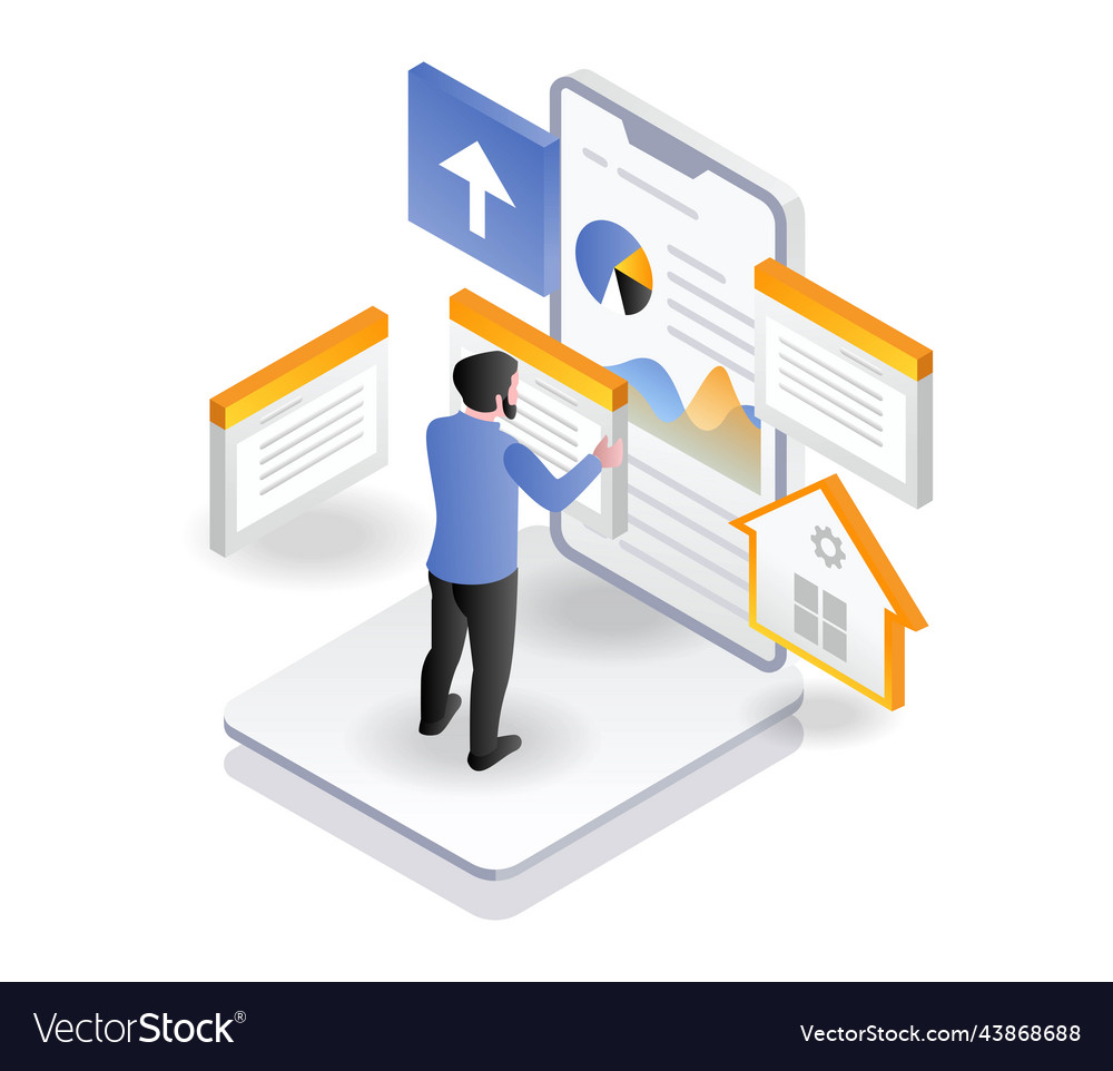 Men selecting and analyzing data