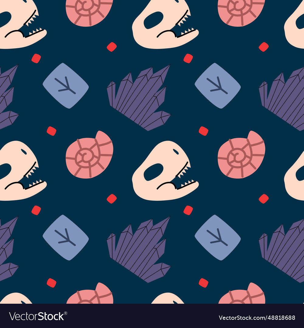 Seamless pattern in the form of a dinosaur skull vector image Seamless pattern in the form of a dinosaur skull