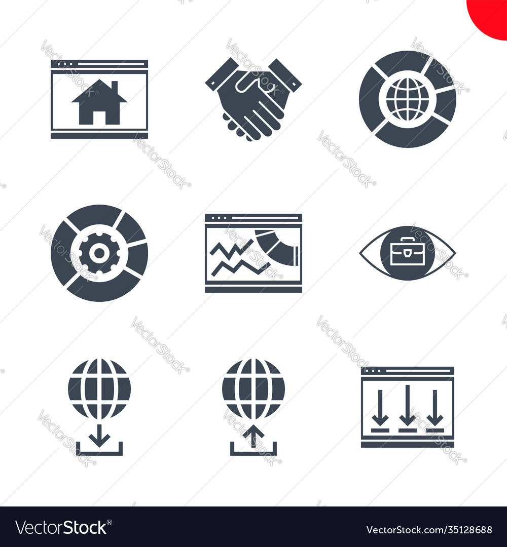 Seo and web opimization icons set vector image Seo and web opimization icons set