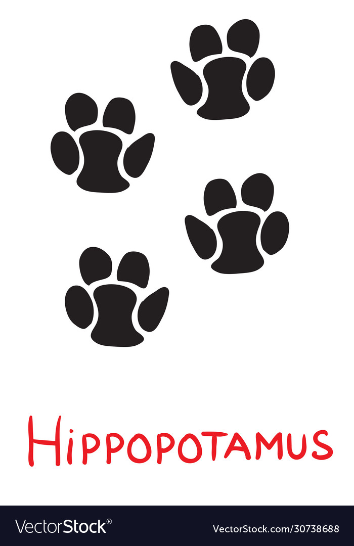 Set black footprints a hippopotamus icon Vector Image Set black footprints a hippopotamus icon