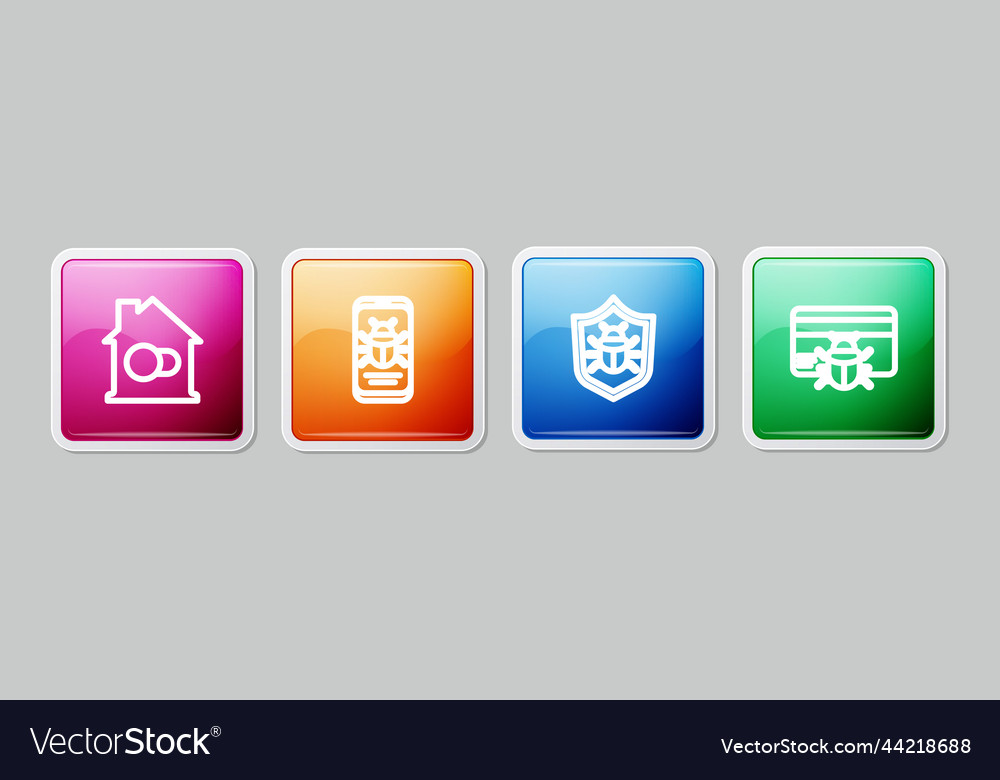 Set line smart home system bug on mobile Vector Image Set line smart home system bug on mobile