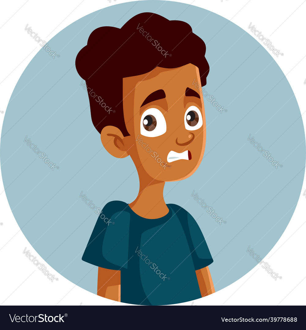 Teen boy cringe face expression cartoon Royalty Free Vector