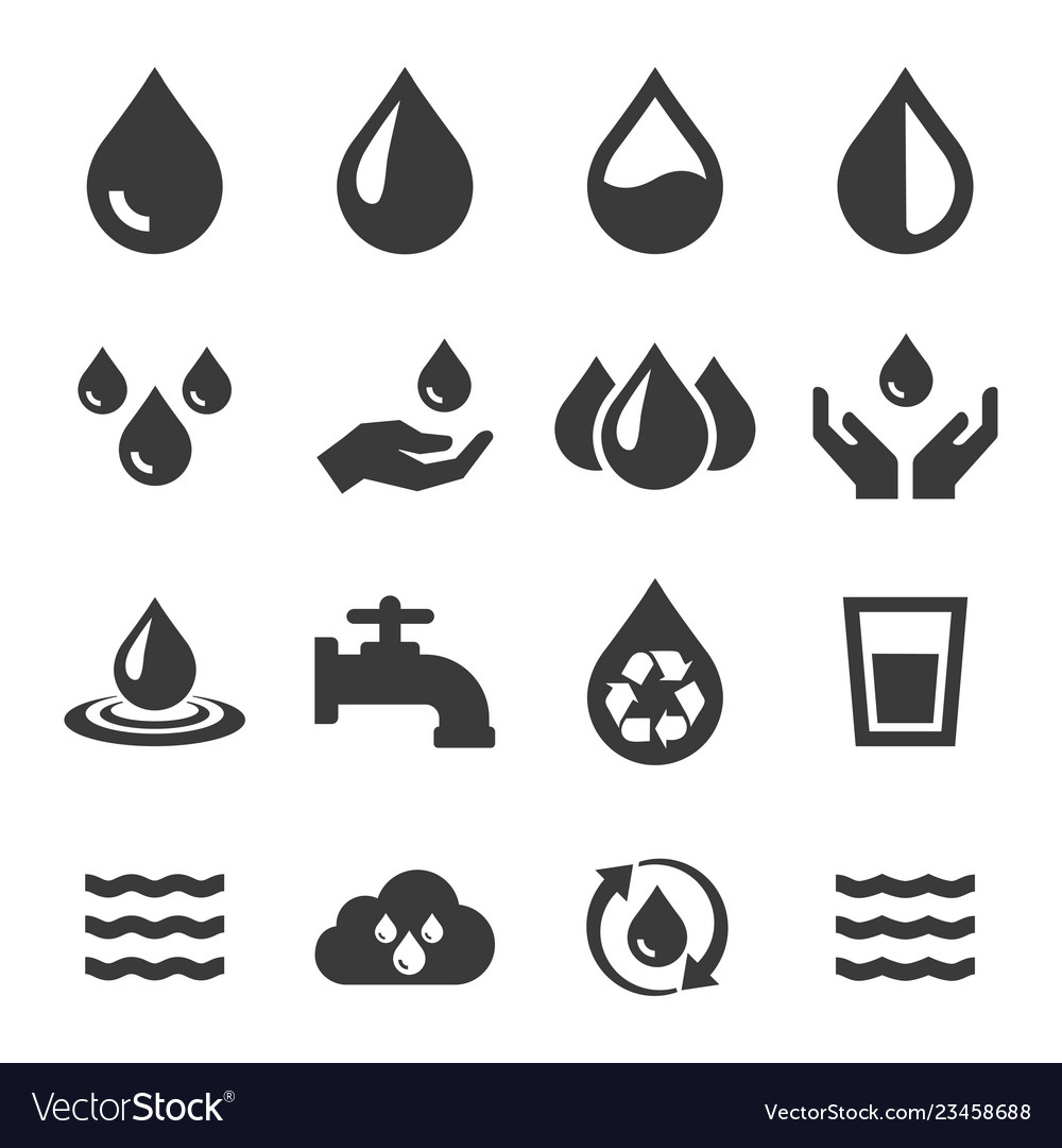 Water icon set related eco Royalty Free Vector Image