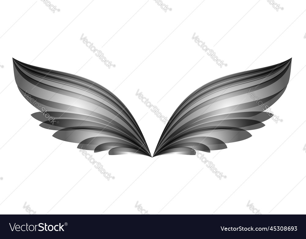 Black and white art wings gray bird wings vector image Black and white art wings gray bird wings