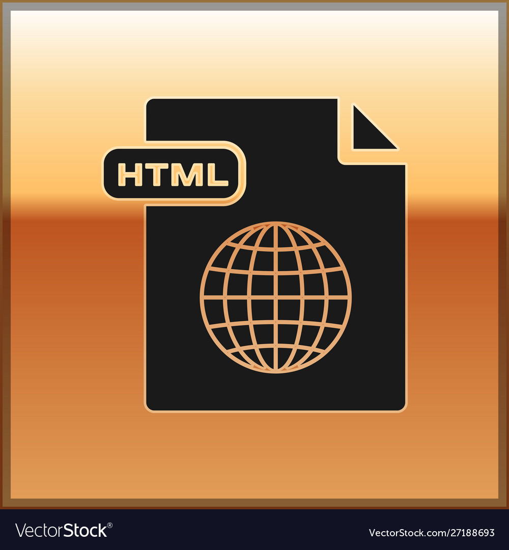 Black html file document download button vector image Black html file document download button